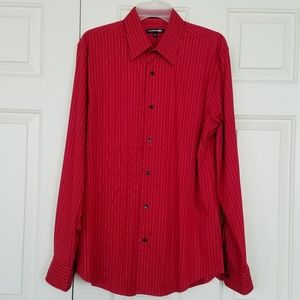 EXPRESS 1MX Men's Red Fine Strips Shirt Size L